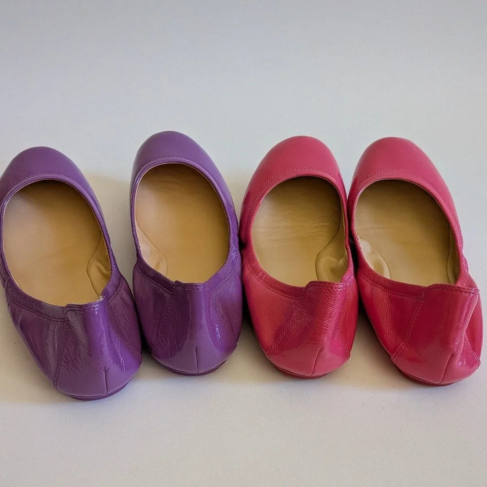Cole Haan Manhattan Patent Leather Ballet Flats Bundle Purple Pink 8B D39993